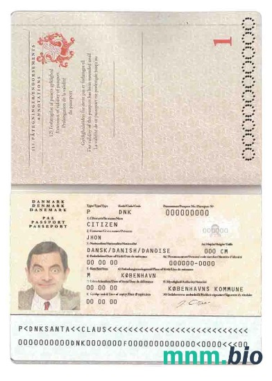 Przykład paszportu Danii w formacie PSD, w pełni edytowalny